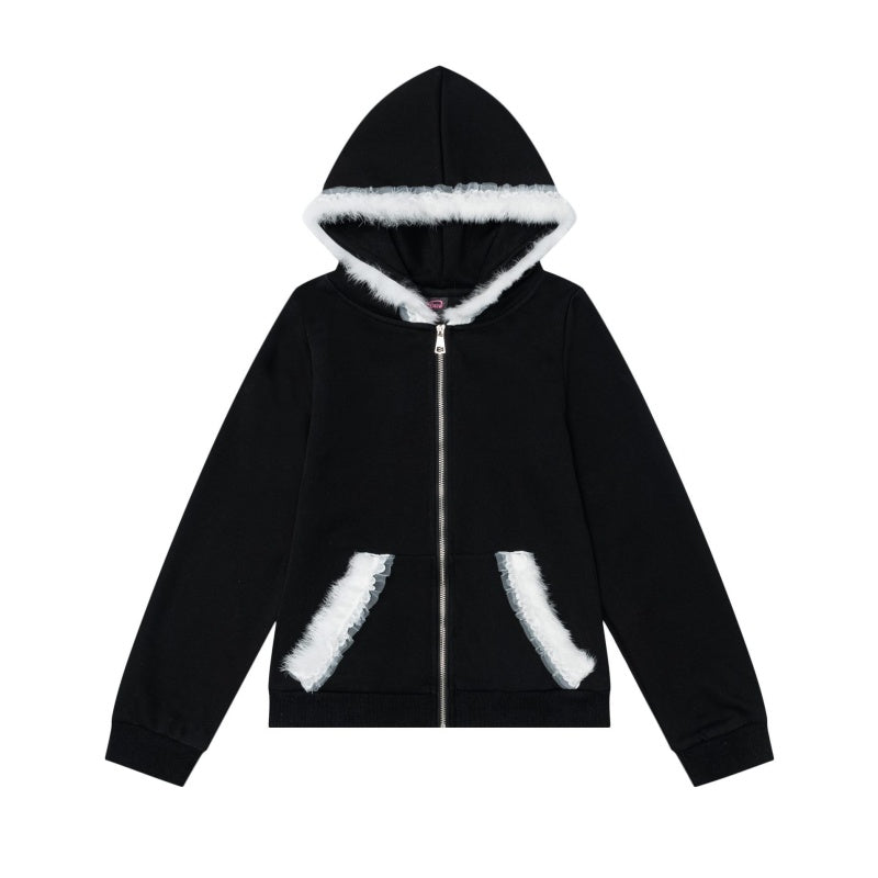 Black Hoodie with Retro Minimal Design