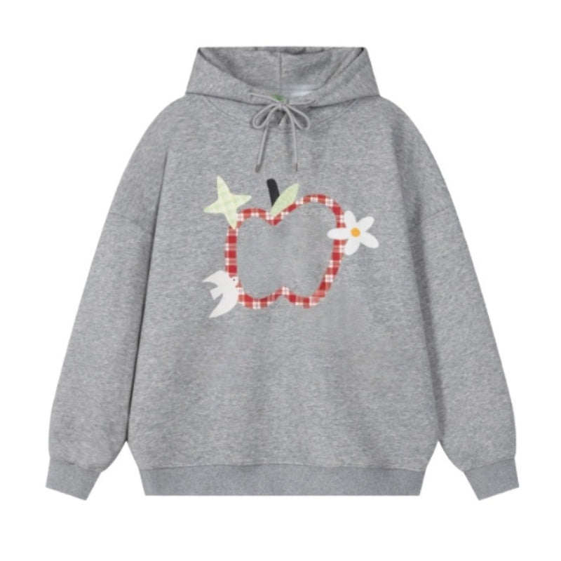 Urban Streetwear Hoodie – Check Apple Pattern