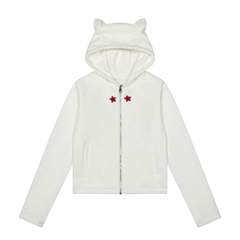 Cute White Hoodie with Fun Ears